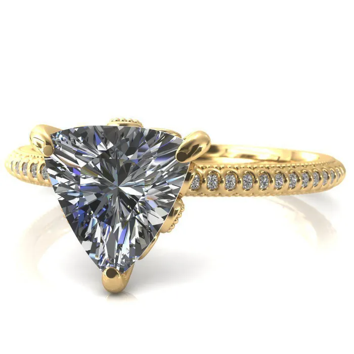 Fire Brilliance Rings Lalique Trillion Moissanite 3 Prong Engagement Ring