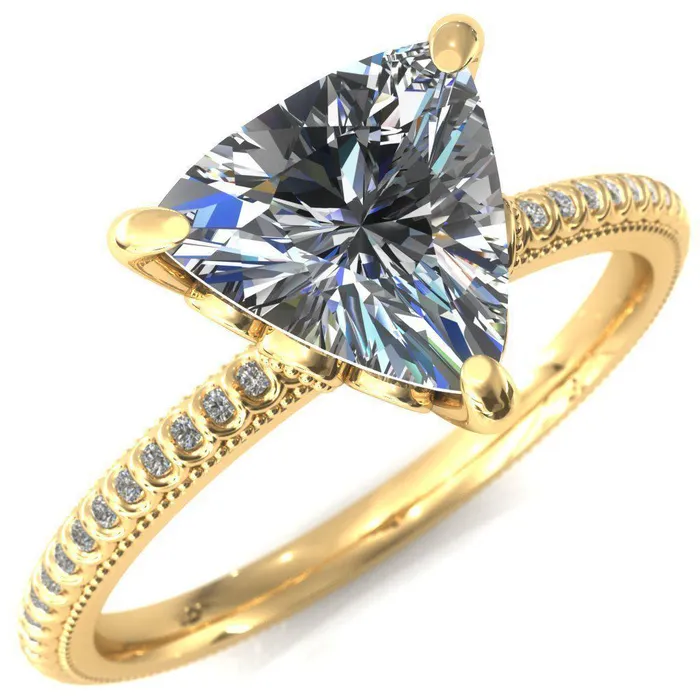 Fire Brilliance Rings Lalique Trillion Moissanite 3 Prong Engagement Ring