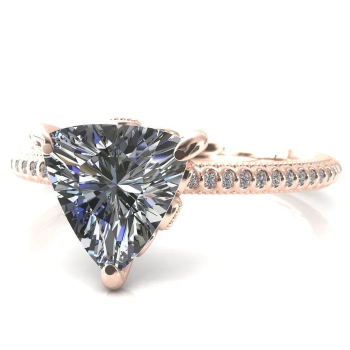 Fire Brilliance Rings Lalique Trillion Moissanite 3 Prong Engagement Ring