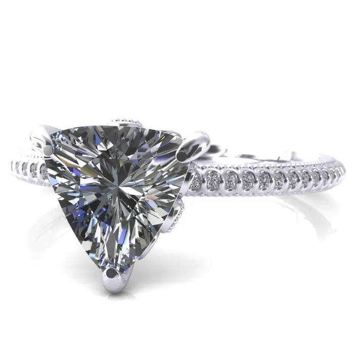 Fire Brilliance Rings Lalique Trillion Moissanite 3 Prong Engagement Ring