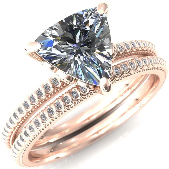 Fire Brilliance Rings Lalique Trillion Moissanite 3 Prong Engagement Ring