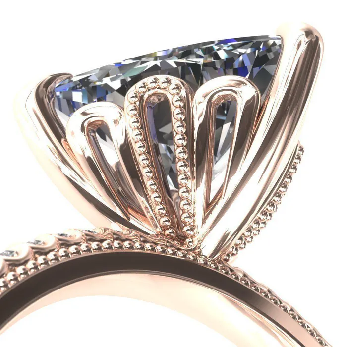 Fire Brilliance Rings Lalique Trillion Moissanite 3 Prong Engagement Ring