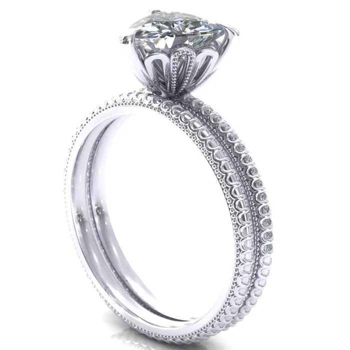 Fire Brilliance Rings Lalique Trillion Moissanite 3 Prong Engagement Ring