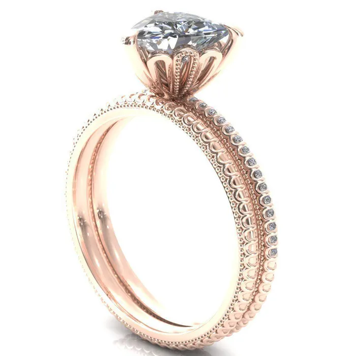 Fire Brilliance Rings Lalique Trillion Moissanite 3 Prong Engagement Ring