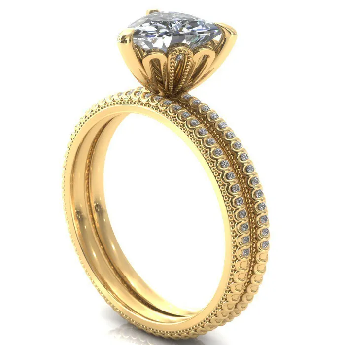 Fire Brilliance Rings Lalique Trillion Moissanite 3 Prong Engagement Ring