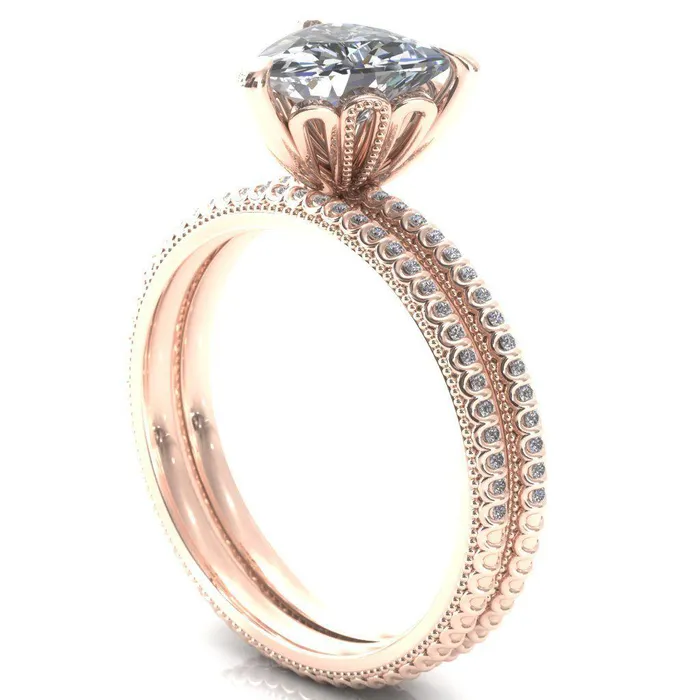 Fire Brilliance Rings Lalique Trillion Moissanite 3 Prong Engagement Ring