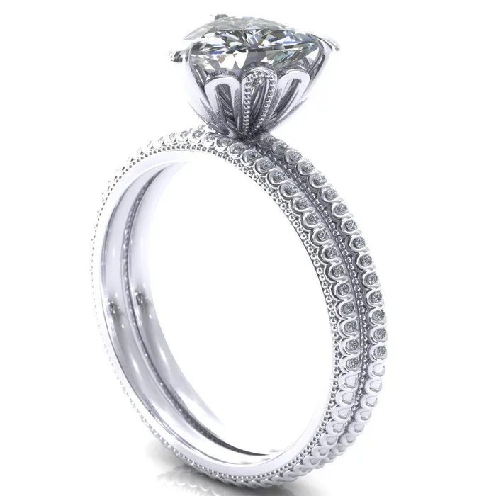 Fire Brilliance Rings Lalique Trillion Moissanite 3 Prong Engagement Ring
