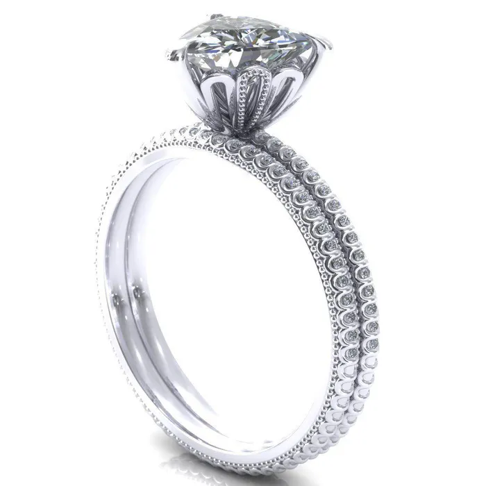 Fire Brilliance Rings Lalique Trillion Moissanite 3 Prong Engagement Ring