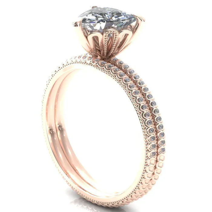 Fire Brilliance Rings Lalique Trillion Moissanite 3 Prong Engagement Ring