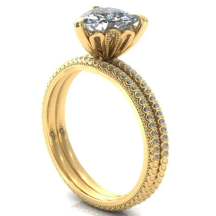 Fire Brilliance Rings Lalique Trillion Moissanite 3 Prong Engagement Ring