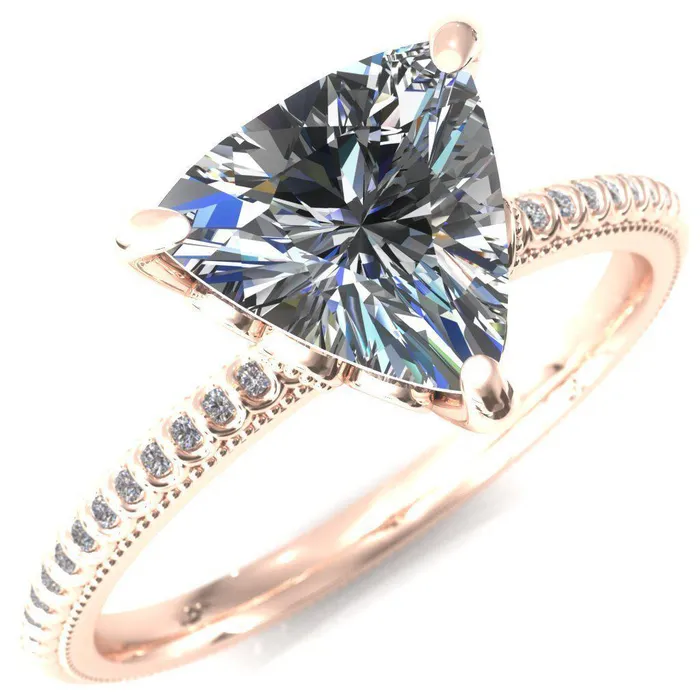 Fire Brilliance Rings Lalique Trillion Moissanite 3 Prong Engagement Ring