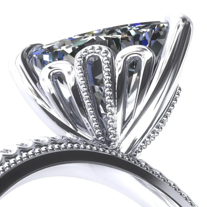 Fire Brilliance Rings Lalique Trillion Moissanite 3 Prong Engagement Ring
