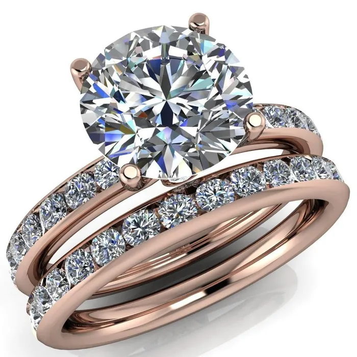 Fire Brilliance Rings Larina Round Center Stone 4Prong Setting with Round Bezel Accent with Diamond Shoulder Solitaire Ring Fire Brilliance Rings Larina Round Center Stone 4Prong Setting with Round Bezel Accent with Diamond Shoulder Solitaire Ring