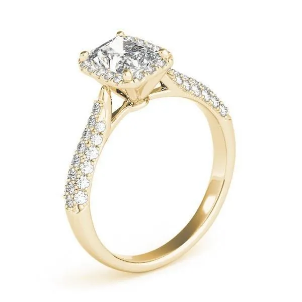 Fire Brilliance Rings Lorene Emerald Moissanite Micro Pave Shank Halo Engagement Ring