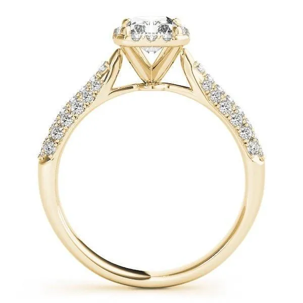 Fire Brilliance Rings Lorene Emerald Moissanite Micro Pave Shank Halo Engagement Ring