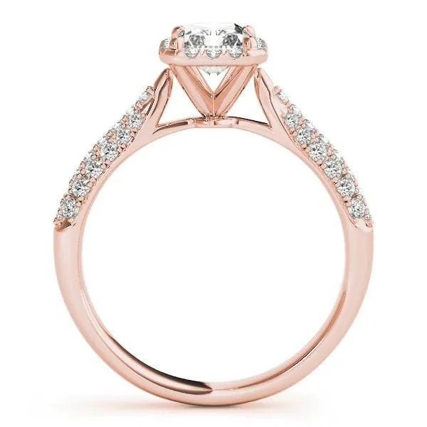 Fire Brilliance Rings Lorene Emerald Moissanite Micro Pave Shank Halo Engagement Ring