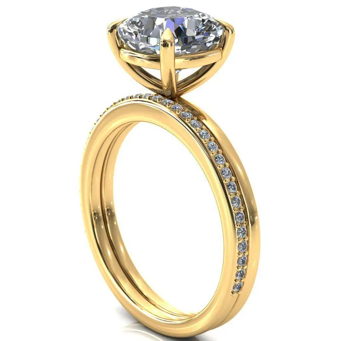Fire Brilliance Rings Lyla Cushion Center Stone 4 Claw Prong Single Rail Solitaire Ring