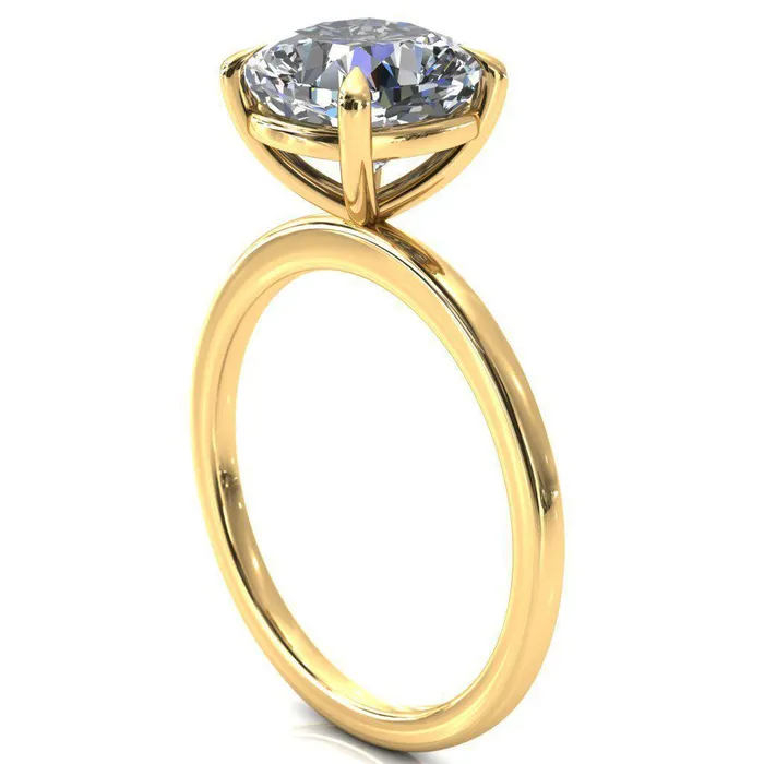 Fire Brilliance Rings Lyla Cushion Center Stone 4 Claw Prong Single Rail Solitaire Ring