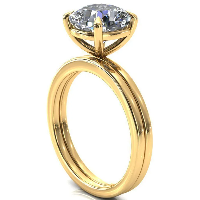 Fire Brilliance Rings Lyla Cushion Center Stone 4 Claw Prong Single Rail Solitaire Ring