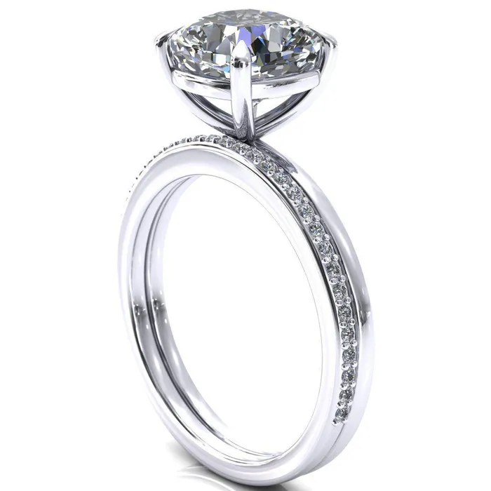 Fire Brilliance Rings Lyla Cushion Center Stone 4 Claw Prong Single Rail Solitaire Ring