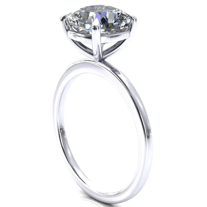 Fire Brilliance Rings Lyla Cushion Center Stone 4 Claw Prong Single Rail Solitaire Ring