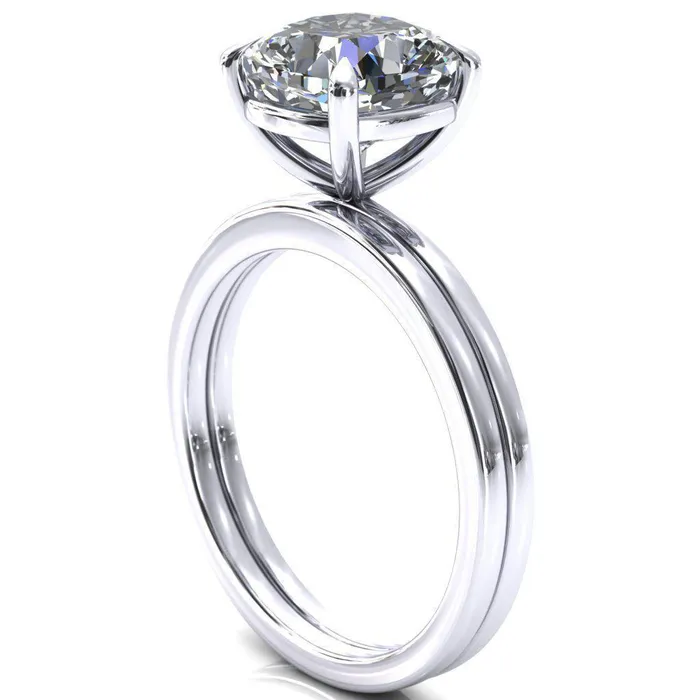 Fire Brilliance Rings Lyla Cushion Center Stone 4 Claw Prong Single Rail Solitaire Ring