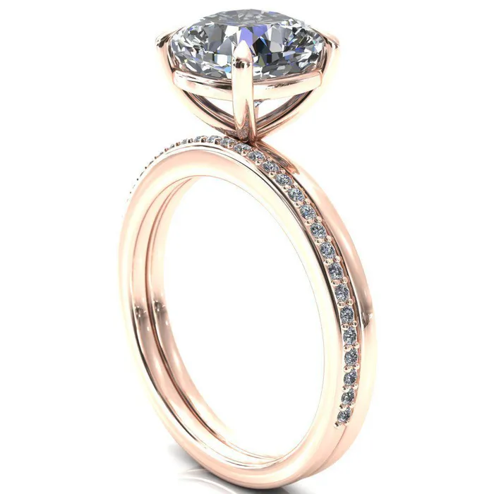 Fire Brilliance Rings Lyla Cushion Center Stone 4 Claw Prong Single Rail Solitaire Ring