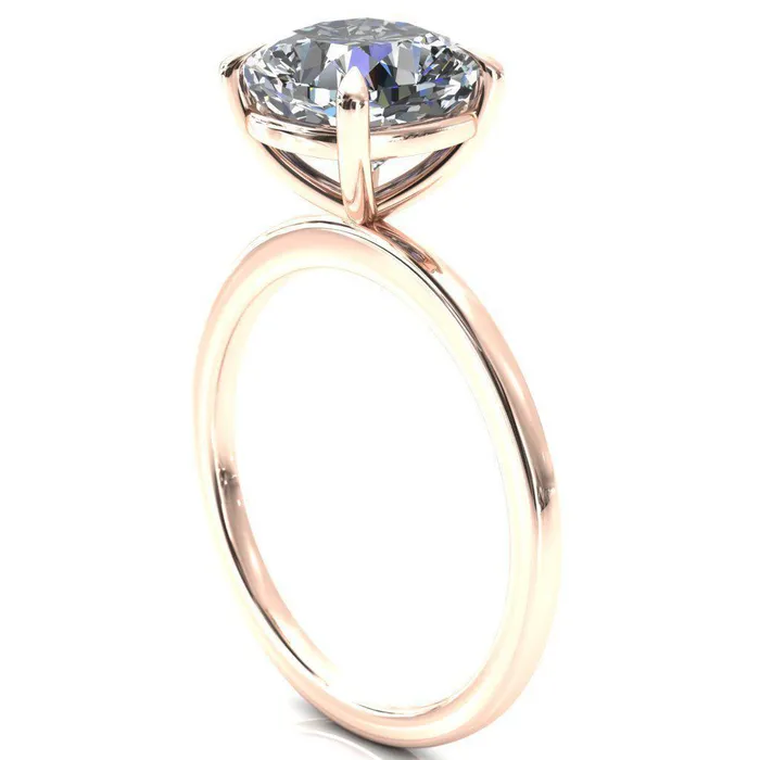 Fire Brilliance Rings Lyla Cushion Center Stone 4 Claw Prong Single Rail Solitaire Ring