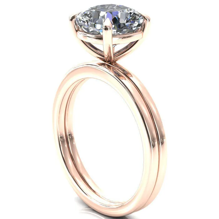 Fire Brilliance Rings Lyla Cushion Center Stone 4 Claw Prong Single Rail Solitaire Ring