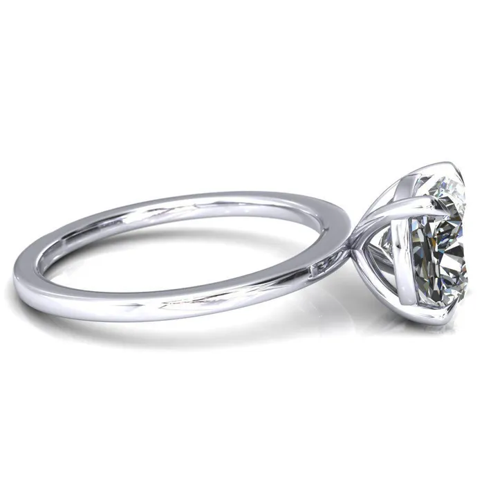 Fire Brilliance Rings Lyla Cushion Center Stone 4 Claw Prong Single Rail Solitaire Ring