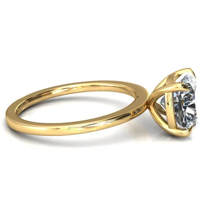 Fire Brilliance Rings Lyla Cushion Center Stone 4 Claw Prong Single Rail Solitaire Ring