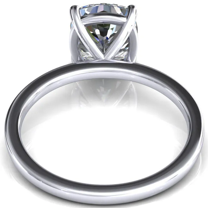 Fire Brilliance Rings Lyla Cushion Center Stone 4 Claw Prong Single Rail Solitaire Ring