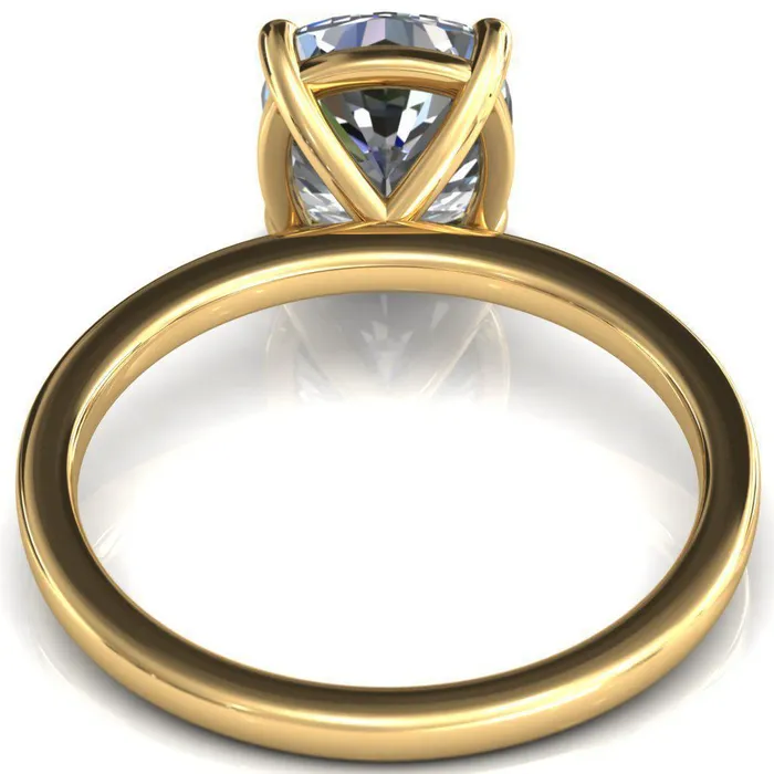 Fire Brilliance Rings Lyla Cushion Center Stone 4 Claw Prong Single Rail Solitaire Ring
