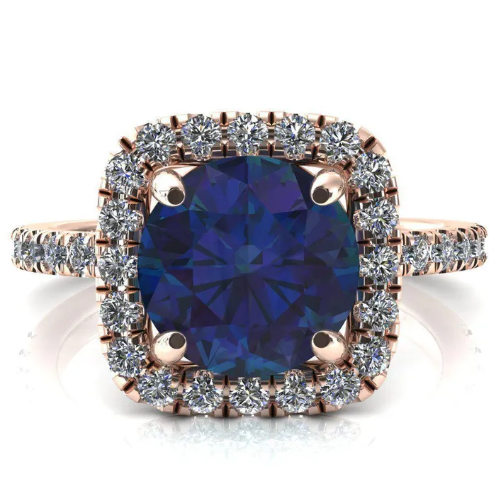 Fire Brilliance Rings Molly Round Alexandrite Halo 4 Prong 34 Diamond Eternity Engagement Ring