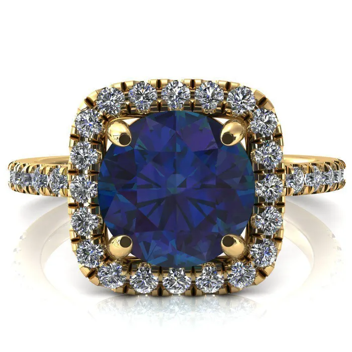 Fire Brilliance Rings Molly Round Alexandrite Halo 4 Prong 34 Diamond Eternity Engagement Ring