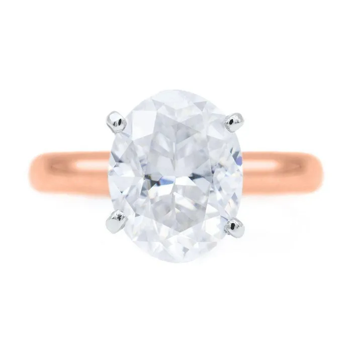 Fire Brilliance Rings Oval First Crush FAB Moissanite 4 Prongs FANCY Solitaire Ring