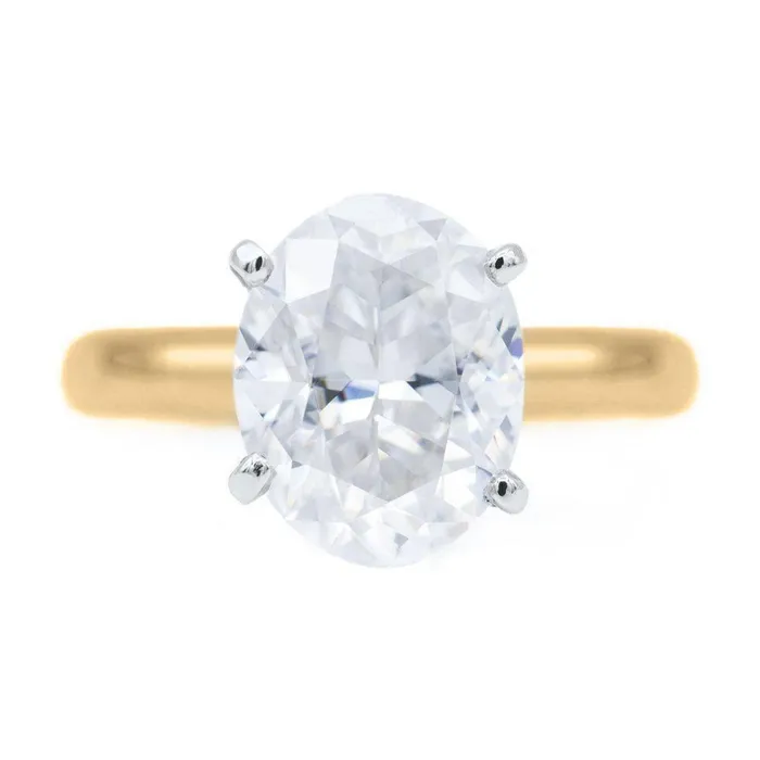 Fire Brilliance Rings Oval First Crush FAB Moissanite 4 Prongs FANCY Solitaire Ring