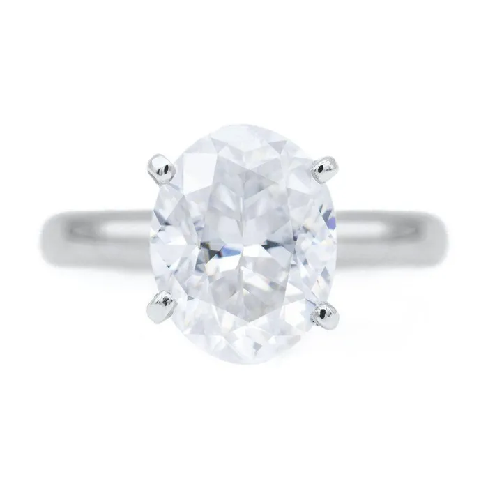 Fire Brilliance Rings Oval First Crush FAB Moissanite 4 Prongs FANCY Solitaire Ring