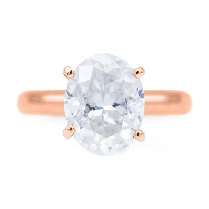 Fire Brilliance Rings Oval First Crush FAB Moissanite 4 Prongs FANCY Solitaire Ring