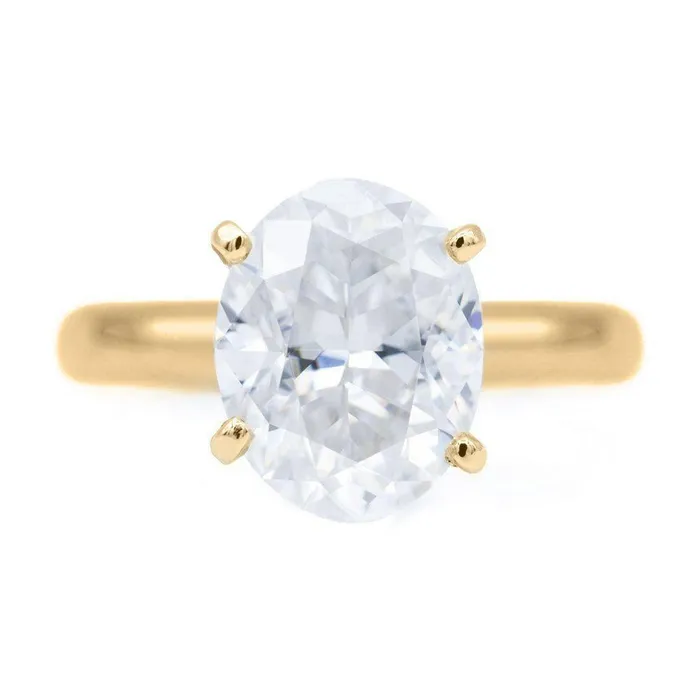 Fire Brilliance Rings Oval First Crush FAB Moissanite 4 Prongs FANCY Solitaire Ring