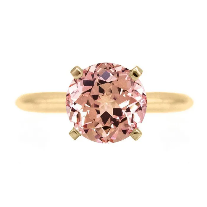 Fire Brilliance Rings Round Champagne Sapphire 14K or 18K Yellow Gold 4 Prongs Solitaire Ring Fire Brilliance Rings Round Champagne Sapphire 14K or 18K Yellow Gold 4 Prongs Solitaire Ring