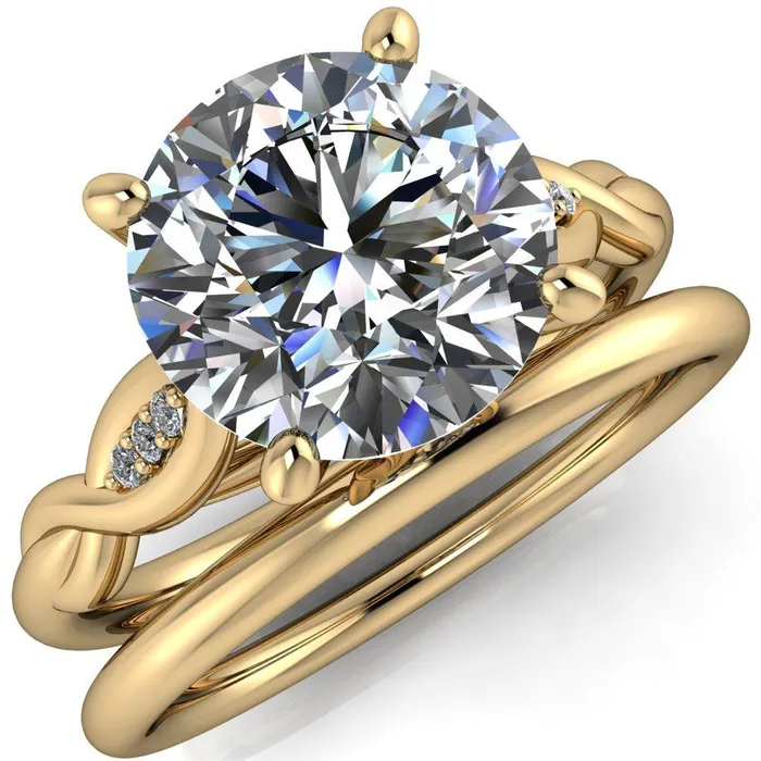 Fire Brilliance Rings Sabrina Round Center Stone Split Shank Diamond Accent Ring