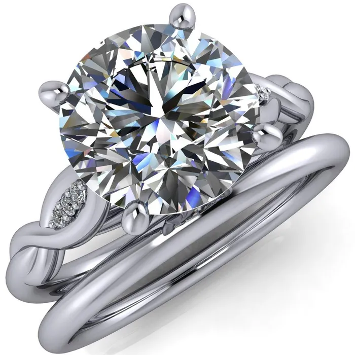 Fire Brilliance Rings Sabrina Round Center Stone Split Shank Diamond Accent Ring