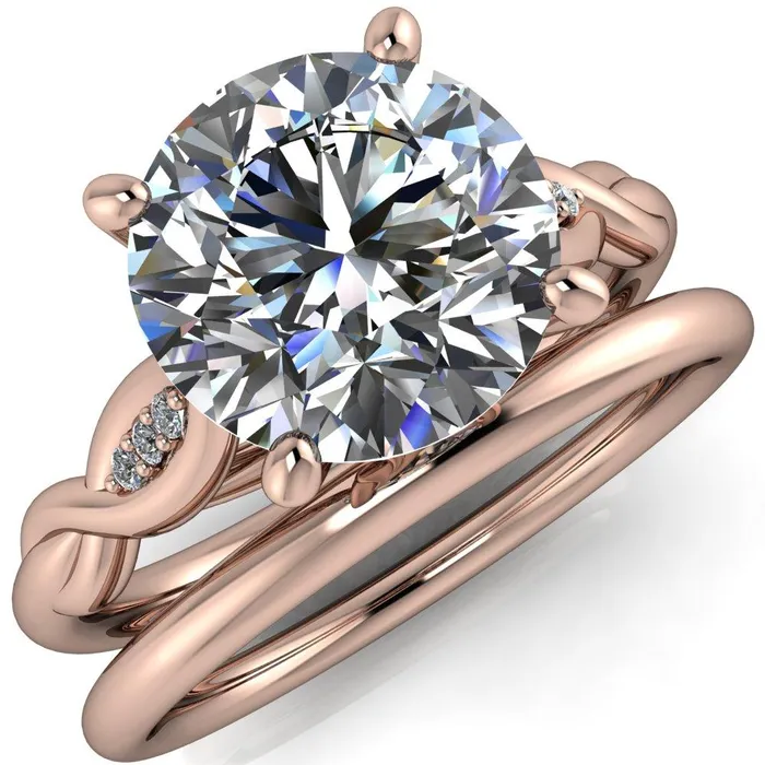 Fire Brilliance Rings Sabrina Round Center Stone Split Shank Diamond Accent Ring