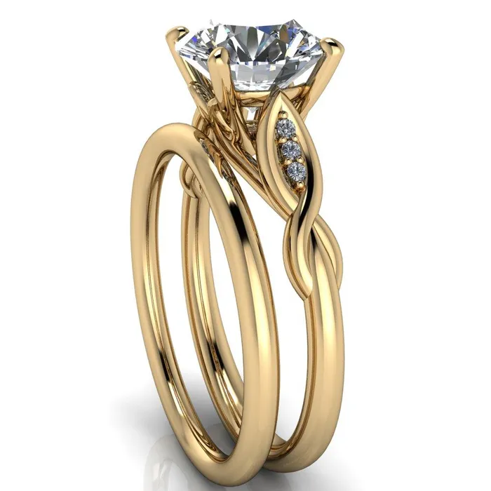 Fire Brilliance Rings Sabrina Round Center Stone Split Shank Diamond Accent Ring