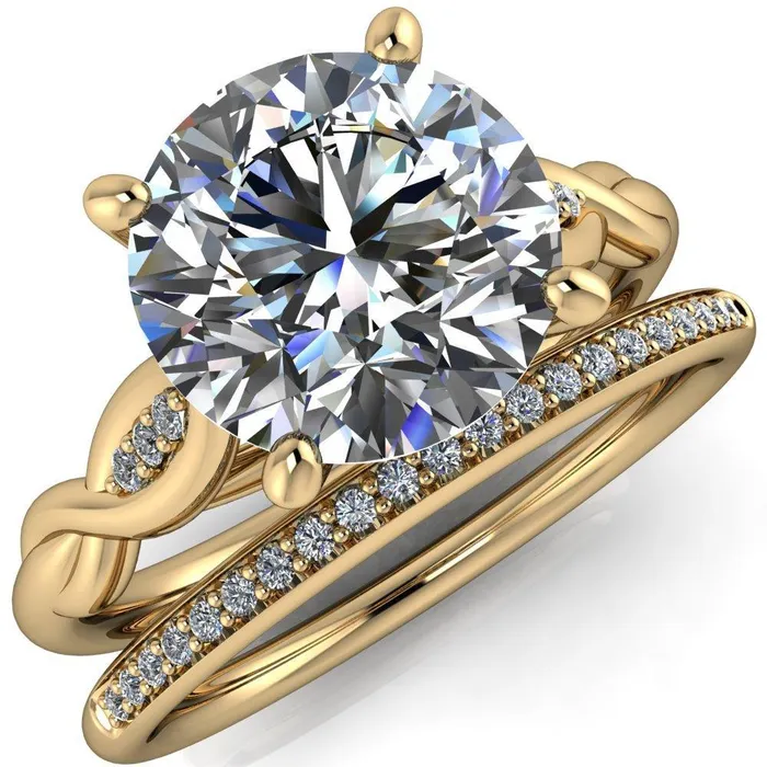 Fire Brilliance Rings Sabrina Round Center Stone Split Shank Diamond Accent Ring
