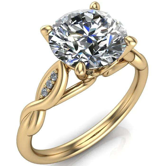 Fire Brilliance Rings Sabrina Round Center Stone Split Shank Diamond Accent Ring