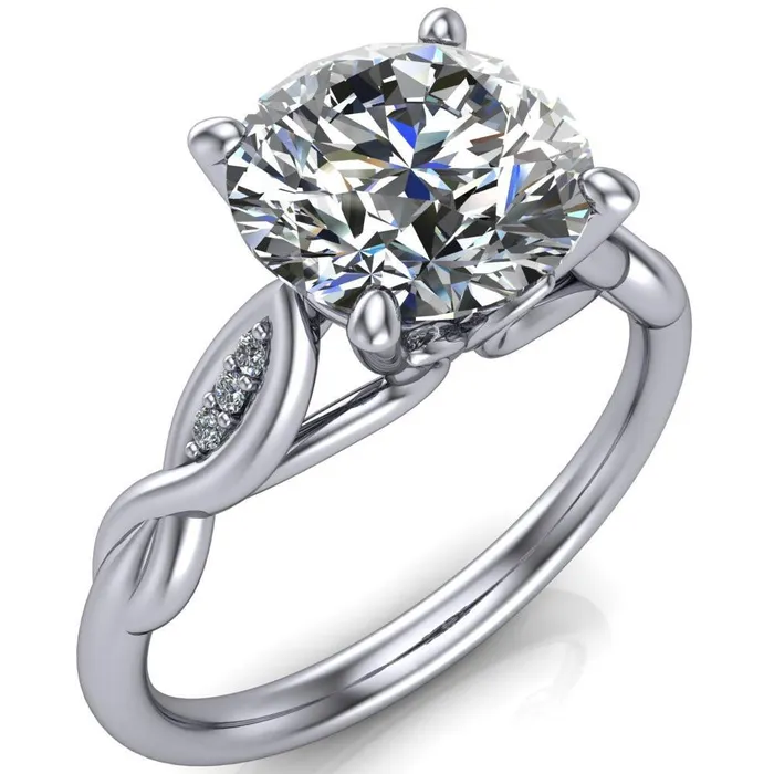 Fire Brilliance Rings Sabrina Round Center Stone Split Shank Diamond Accent Ring