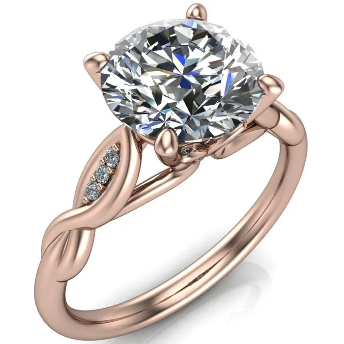 Fire Brilliance Rings Sabrina Round Center Stone Split Shank Diamond Accent Ring