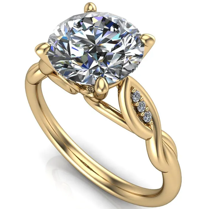 Fire Brilliance Rings Sabrina Round Center Stone Split Shank Diamond Accent Ring